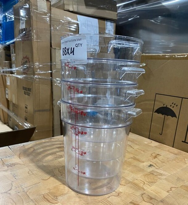 New! Cambro 4QT Clear Round Polycarbonate Food Storage Container! MODEL RFSCW4 4X Your Bid! - Image 3 of 7