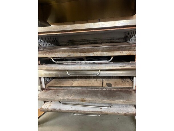 WOW! BAKERS PRIDE Natural Gas Powered Double Deck Y600 6 Pie Pizza Baking Oven! With Stones! Model Y600! On Legs! 2 X Your Bid Makes One Unit! Working When Removed!  - Image 5 of 11
