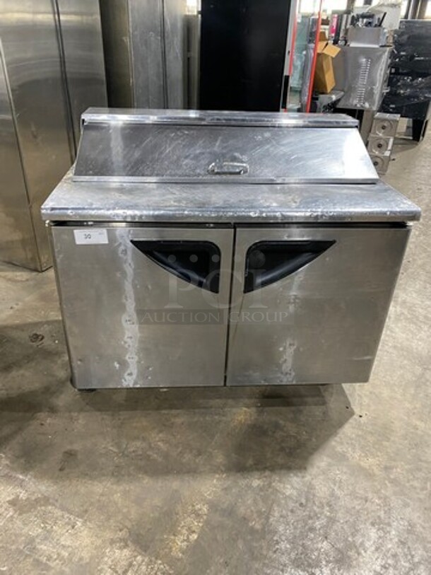 Turbo Air Commercial Refrigerated Sandwich Prep Table! With 2 Door Storage Space Underneath! All Stainless Steel! On Casters! Model: TST48SD 115V 60HZ 1 Phase
