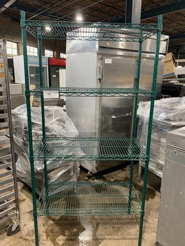 Metro 4 Tier Shelf! On Legs! BUYER MUST DISMANTLE! PCI CANNOT DISMANTLE FOR SHIPPING! PLEASE CONSIDER FREIGHT CHARGES! - Image 1 of 6