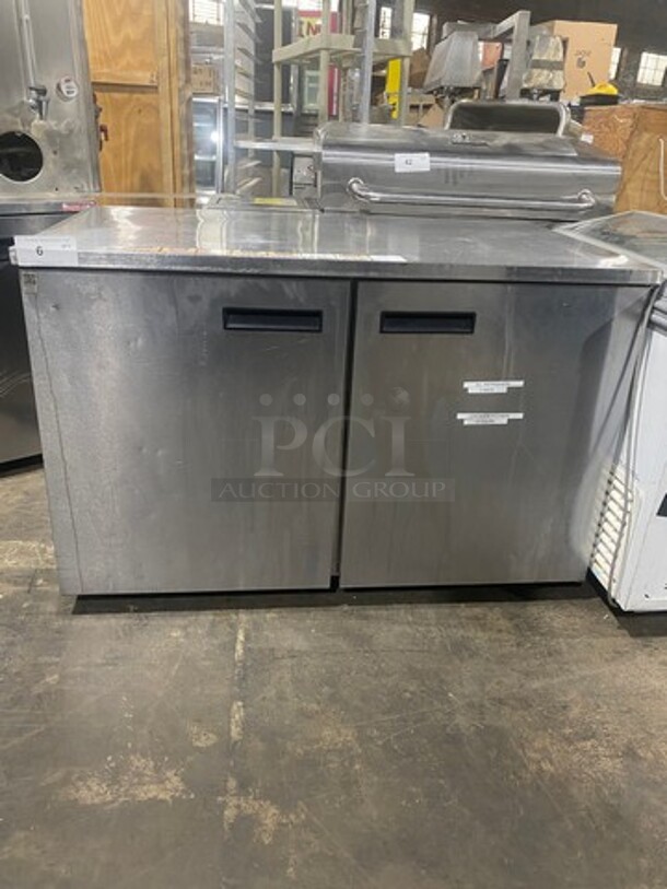 COOL! Delfield Manitowoc Commercial 2 Door Lowboy/Worktop Cooler! All Stainless Steel! Model: UC4048STAR SN: 1305152000153 115V 60HZ 1 Phase