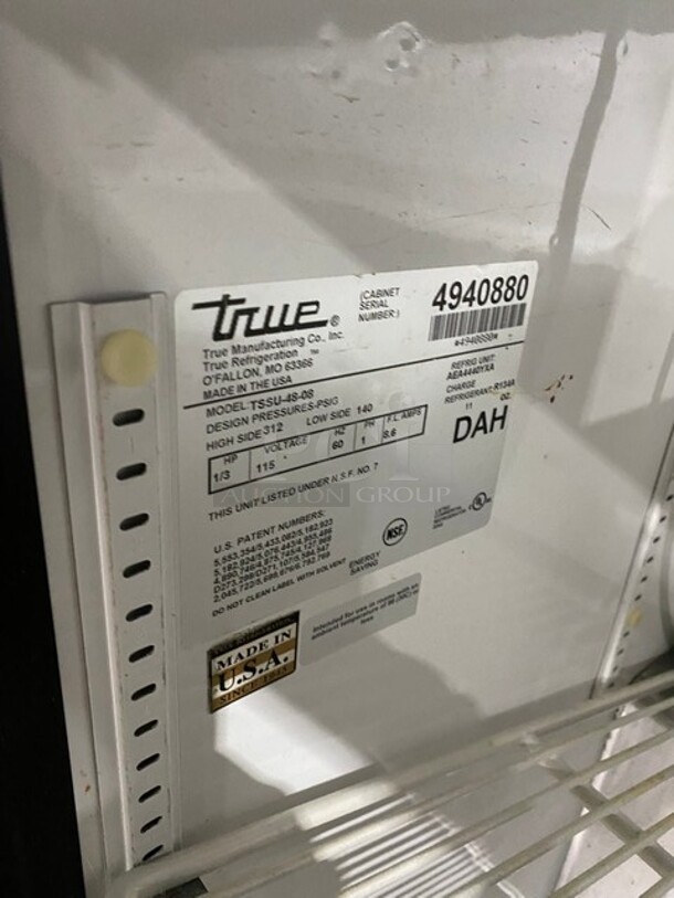 COOL! True Commercial Refrigerated Sandwich Prep Table! With 2 Door Underneath Storage Space! All Stainless Steel! On Casters! Model: TSSU4808 SN:4940880 115V 1PH - Image 7 of 9