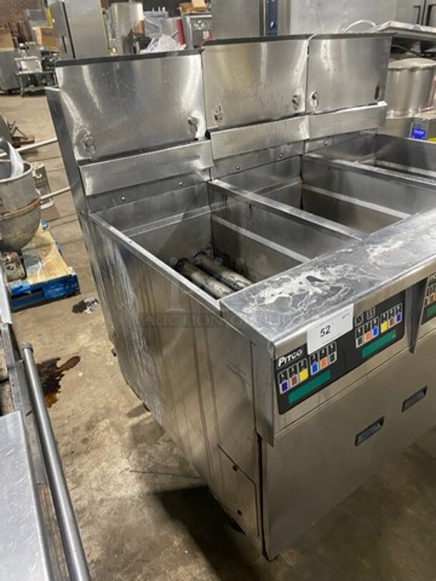 PITCO Soltice Series Frialator Stainless Steel Commercial Natural Gas Powered 3 Bay Deep Fat Fryer! Model SSH60 Serial G12FC026375! On Commercial Casters! - Image 2 of 10