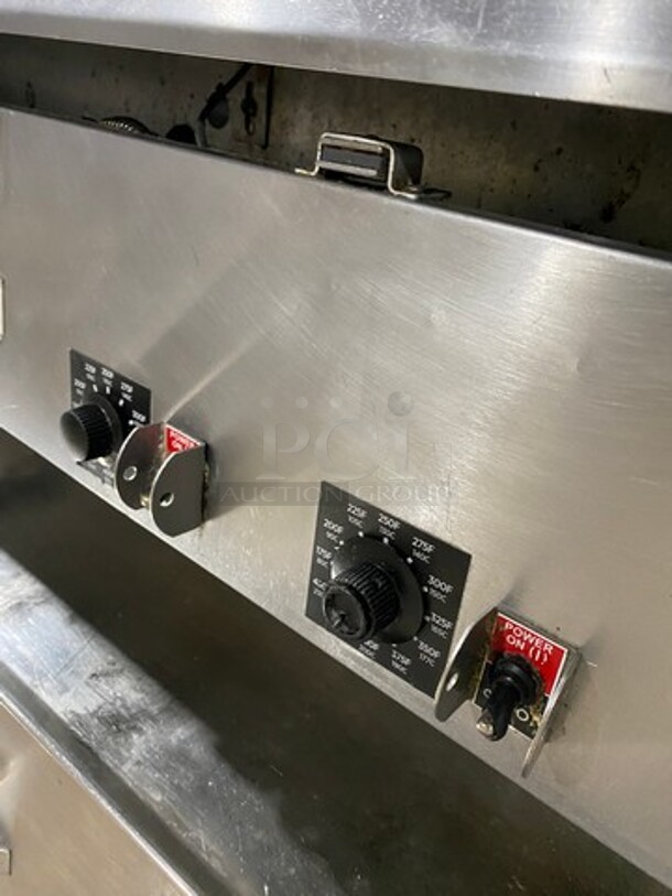 Lang Commercial Countertop 48 Inch Natural Gas Powered Polish Top Flat Top Griddle! With Back And Side Splashes! All Stainless Steel! On Small Legs! - Image 7 of 9