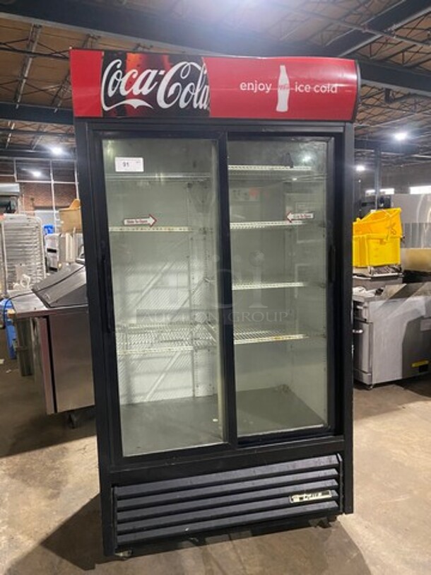 True Commercial 2 Door Reach In Refrigerator Merchandiser! With View Through Sliding Doors! With Poly Coated Racks! Model: GDM37 SN: 5136981 115V 60HZ 1 Phase