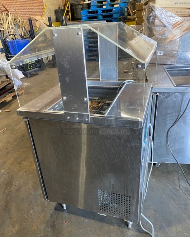 Turbo Air Refrigerated Salad Bar Island! Single Door Storage Space Underneath! All Stainless Steel! Model MST28711S SN: MS2T711022 115V  - Image 3 of 8