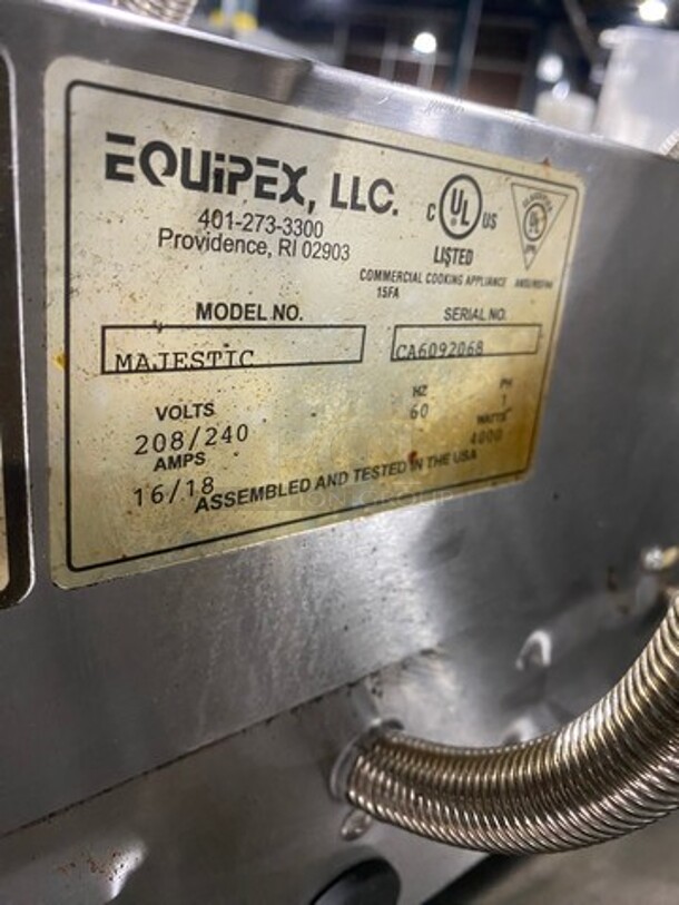 Equipex Commercial Electric Powered Countertop Dual Panini Press! With Ribbed Press! All Stainless Steel! Model: MAJESTIC SN: CA6092068 208/240V 60HZ 1 Phase - Image 5 of 8