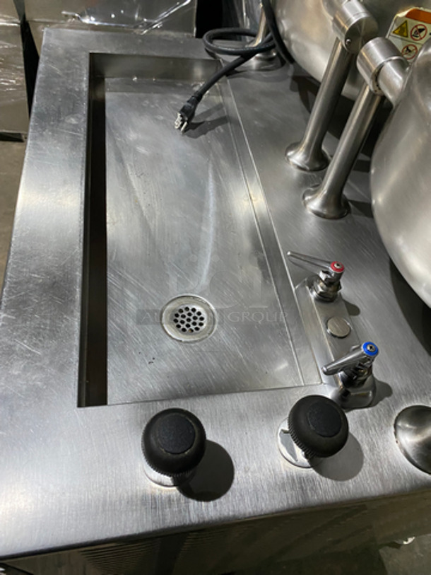 WOW! Cleveland Natural Gas Powered Commercial Double Tilted Kettle Cabinet Assembly! With 2 10 Gallon Kettles! All Stainless Steel! On Legs! Model: 36GMK1010200 SN: 1411230000835 115V 60HZ 1 Phase - Image 7 of 12
