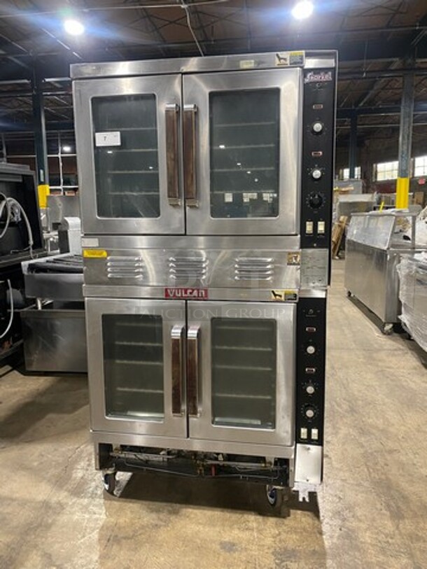 Vulcan Commercial Natural Gas Powered Double Deck Convection Oven! With View Through Doors! Metal Oven Racks! All Stainless Steel! On Casters! 2x Your Bid Makes One Unit! Model: SG1010T SN: 48068508 - Image 1 of 12
