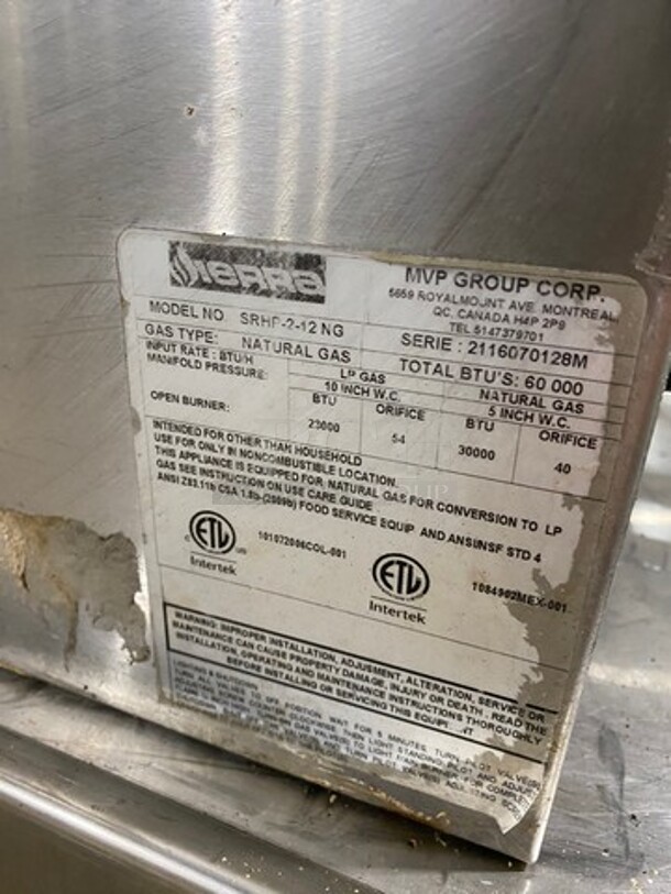 Sweet! Late Model! Sierra Commercial Countertop Natural Gas Powered 2 Burner Range! All Stainless Steel! On Small Legs! Model: SRHP212 SN: 2116070128M - Image 8 of 9
