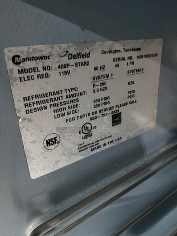 Delfield Manitowoc Single Door Refrigerated Lowboy/Work Top Cooler! All Stainless Steel! Model: 406PSTAR2 SN: 1605152001788 115V 60HZ 1 Phase - Image 6 of 7