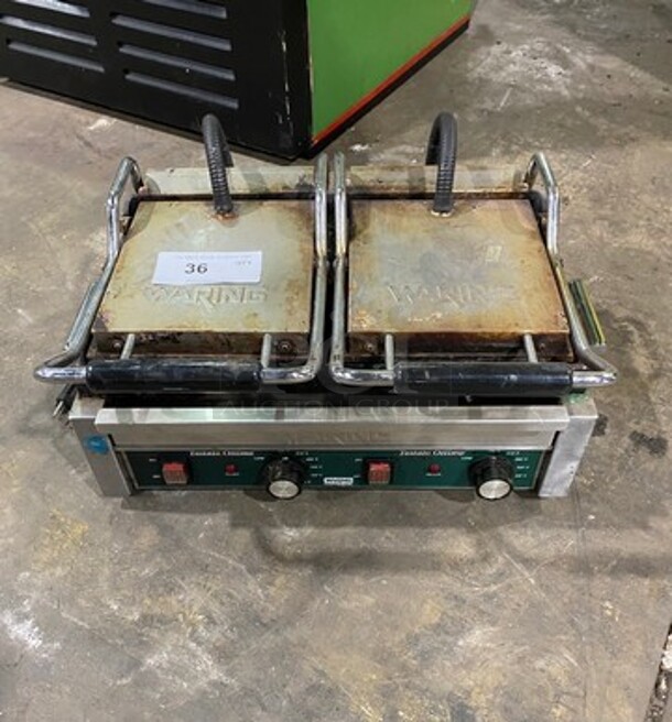 Waring Commercial Countertop Panini/Sandwich Supremo Grill! All Stainless Steel! Press With Flat Surface! Model: WFG300 SN: 160912 240V - Image 1 of 8