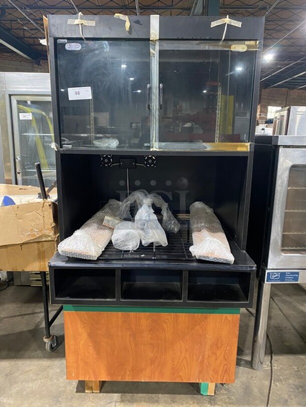 New! Out Of The Box! Structural Concepts Bakery Goods/Food Display Case Merchandiser! Commercial Work Top/ Prep Station! With Overhead Cabinet! With Food Pan Cut Out! 3 Small Compartment Storage! With Legs! - Image 1 of 11