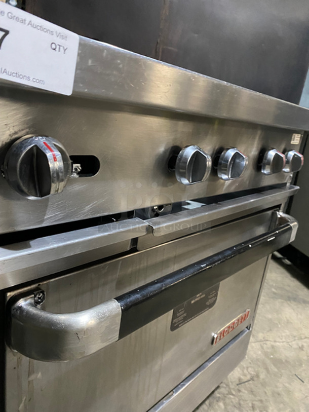 WOW! Jade Range By Blodgett Commercial 4 Burner Stove! With Left Side Flat Top! With Backsplash! With Under neath CONVECTION Oven Underneath! Metal Oven Rack! All Stainless Steel! - Image 10 of 12