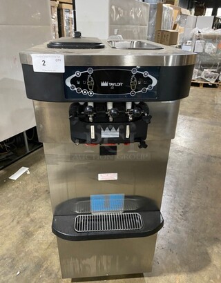WEET! Taylor Crown Commercial 3 Handle Ice Cream Machine! All Stainless Steel! On Casters! Model: C72333 SN: M2091746! 208/230V 60HZ 3 Phase!