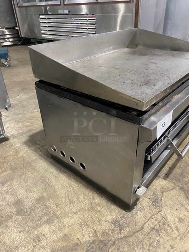 NICE! Commercial Natural Gas Powered Flat Griddle! With Salamander Underneath! With Side And Back Splashes! All Stainless Steel! - Image 2 of 9
