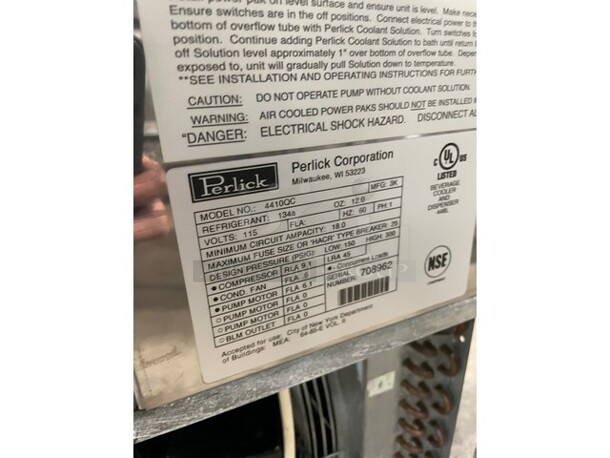 Perlick Commercial Glycol Draft Beer Chiller System! Model 4410QC Serial 708962! 115V 1Phase! - Image 6 of 7