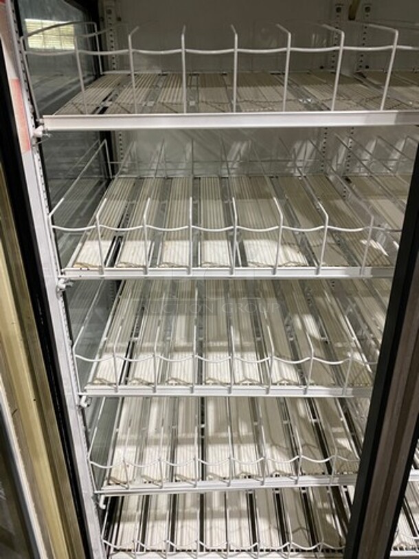 NICE! True Commercial 2 Door Reach In Cooler Merchandiser! With View Through Doors And Sides! With Poly Beverage Racks! Model: GEM49 SN: 14438952 115V 60HZ 1 Phase - Image 6 of 9