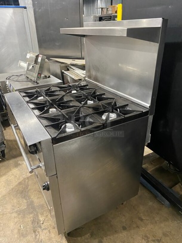 Vulcan Commercial Natural Gas Powered 6 Burner Stove! With Raised Back Splash And Salamander Shelf! With Oven Underneath! All Stainless Steel! Model: 36S6BN SN: 481938247 - Image 3 of 10