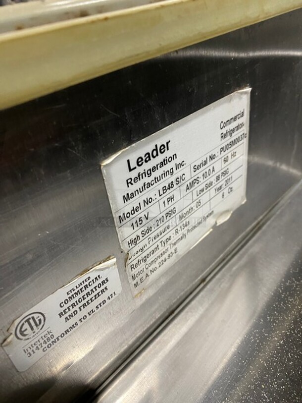 Nice! LEADER Stainless Steel Commercial 2 Drawer Chef Base on Commercial Casters! MODEL:LB48 S/C SN: PU05M0037C 115V - Image 7 of 8