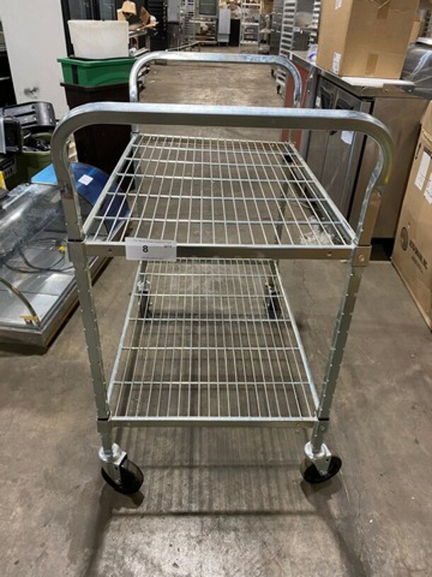 Metal Commercial 2 Tier Cart! With Dual Side Push Handles! On Casters!