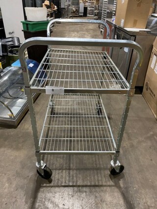 Metal Commercial 2 Tier Cart! With Dual Side Push Handles! On Casters!