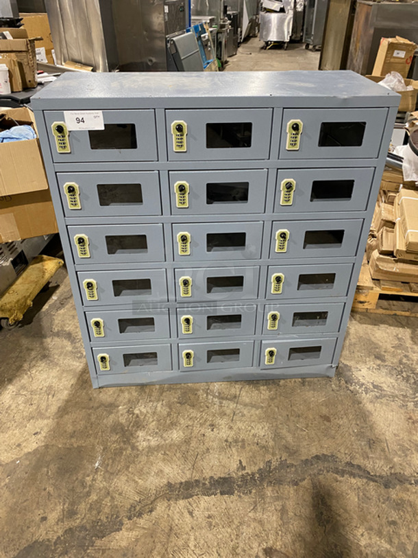WOW! Metal Staff Electric Power Locker System! With 18 Small Lockers! With Combination Locks!