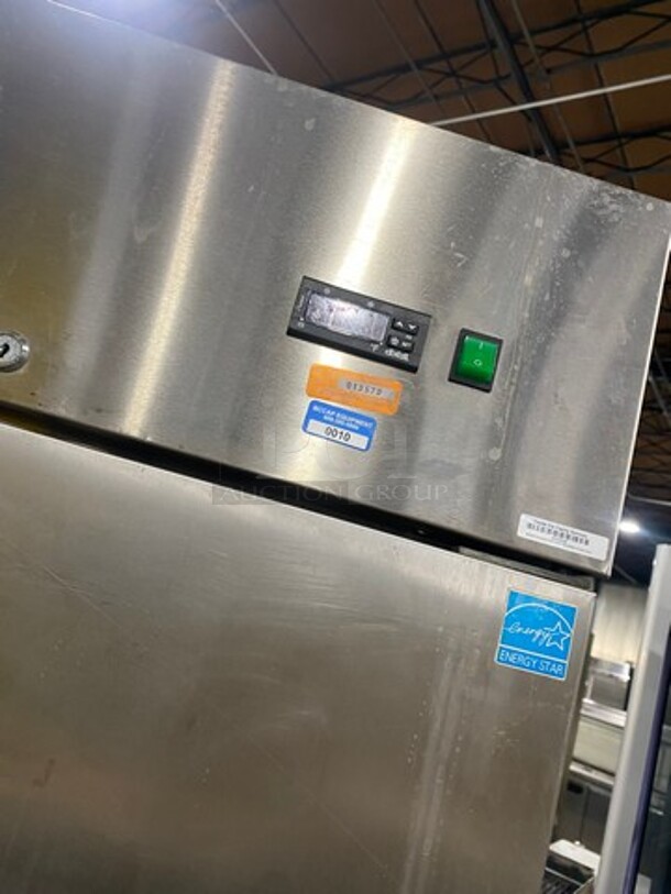 Arctic Commercial Single Door Reach In Cooler! With Poly Coated Racks! All Stainless Steel! On Casters! Working When Removed! Model: AR23E SN: 464050 115V - Image 8 of 9