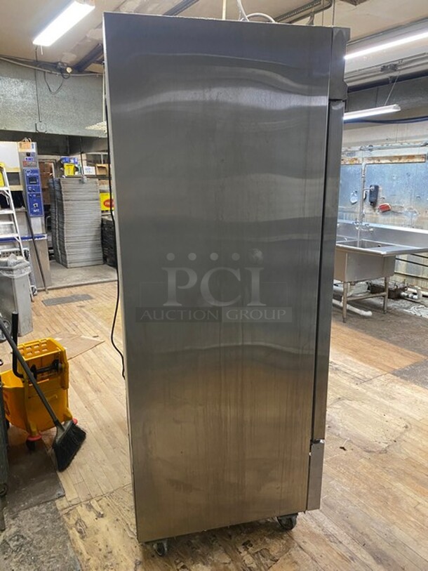Avantco Stainless Steel Commercial 2 Door Reach In Freezer w/ Poly Coated Racks on Commercial Casters! Working When Removed! MODEL 178CFD2FF - Image 3 of 8