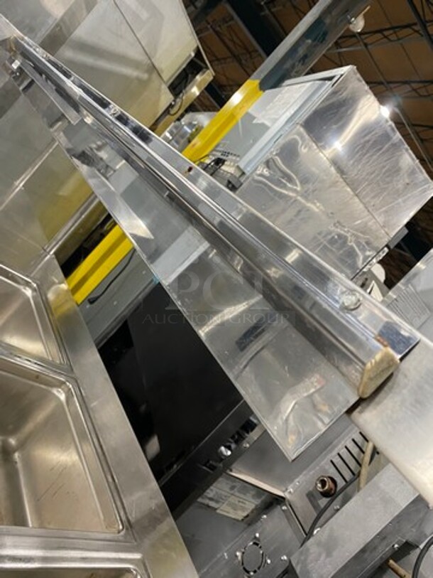 AWESOME! Delfield Commercial Custom Made Electric Powered 4 Well Steam Table! With Over Head Shelf! With Storage Space Underneath! All Stainless Steel! On Legs! WORKING WHEN REMOVED! Model: V1416032 SN: 84833601M 208/30V 60HZ 1 Phase - Image 6 of 9