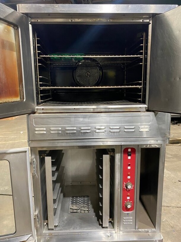 Blodgett Stainless Steel Commercial Natural Gas-Powered Full-Size Convection Oven Over Half Size Convection Oven w/ Solid Door, View Through Door! On Casters! 2X Your Bid Makes One Unit! - Image 5 of 11