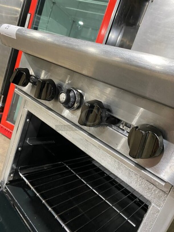 American Range Commercial Natural Gas Powered 4 Burner Stove! With Raised Back Splash! With Oven Underneath! All Stainless Steel! On Legs! - Image 9 of 10