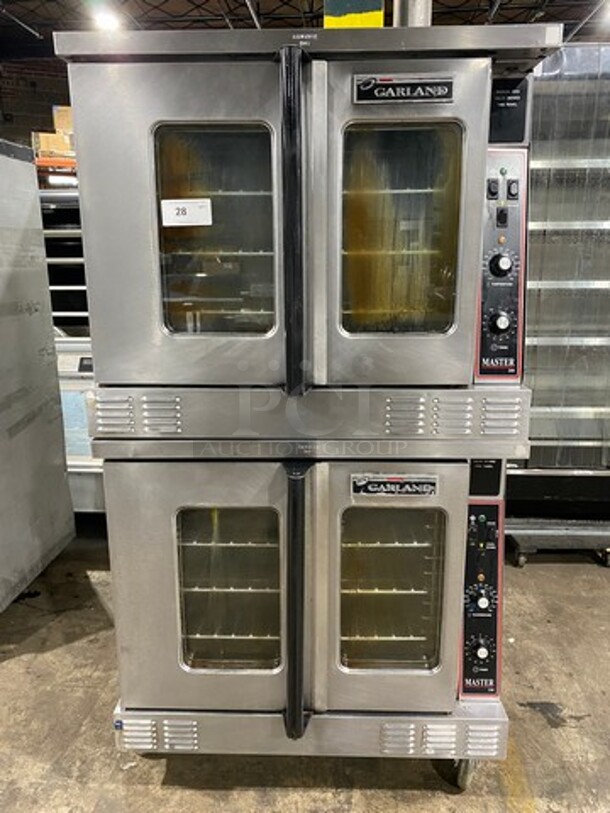 Garland Commercial Gas Powered Double Deck Convection Oven! With View Through Doors! Metal Oven Racks! All Stainless Steel! On Casters! 2x Your Bid Makes One Unit!