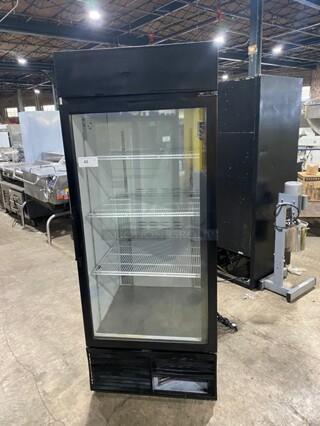 Nice! Habco One Door Glass Reach In Cooler Merchandiser with PolyRacks! Model ESM28 Serial 28036056! 115V 1 Phase!