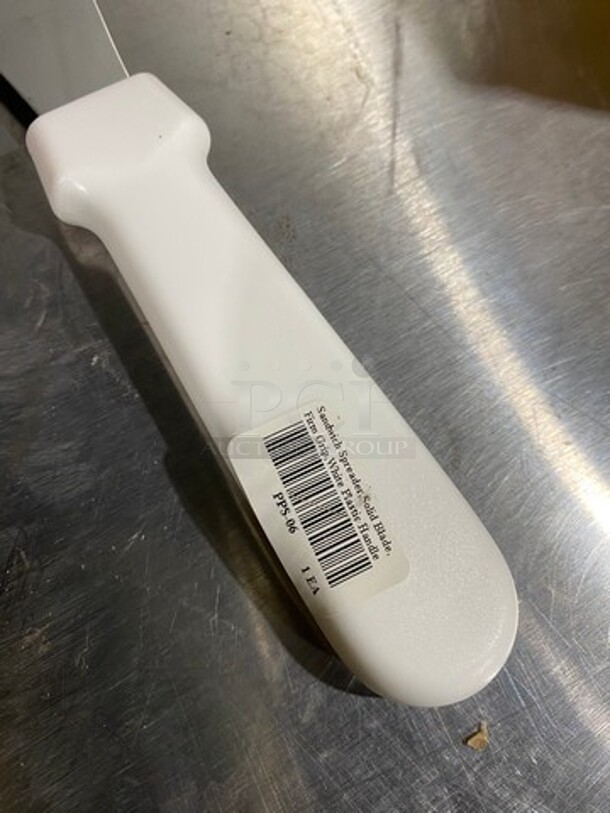 NEW! IN THE BOX! Condiment Spreader Knife! With White Poly Handle! 2x Your Bid! - Image 5 of 5