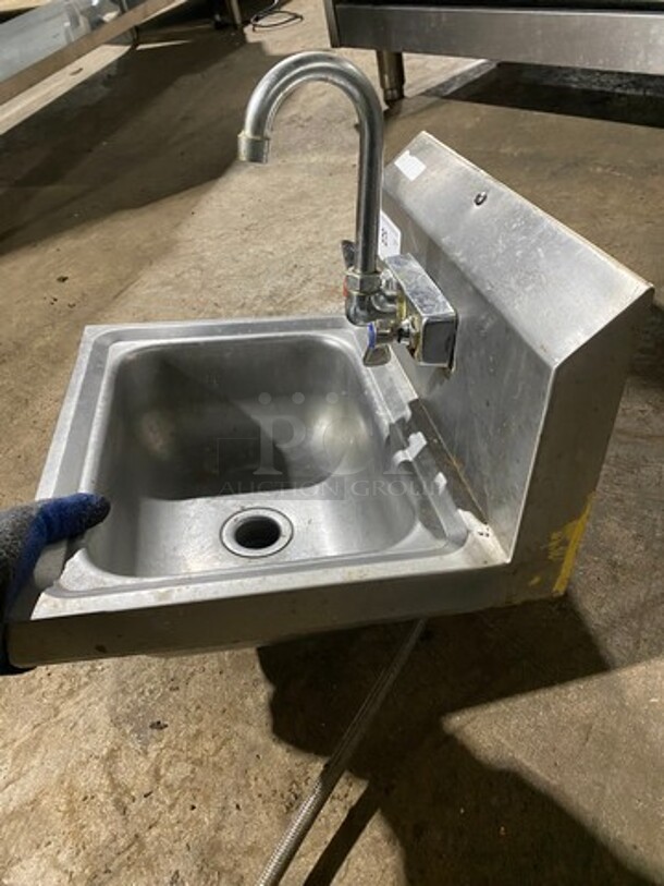 Commercial Stainless Steel Hand Sink! With Back Splash! With Faucet And Handles! - Image 4 of 9