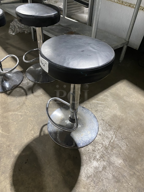 Round Cushioned Adjustable Height Bar Stools! 4 X Your Bid!  - Image 2 of 6