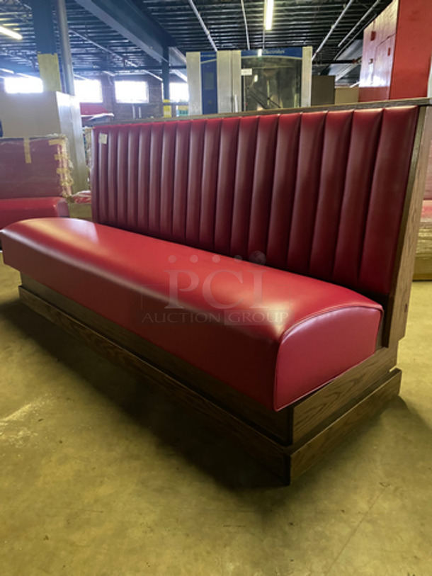 NEW! Single Sided Red Cushioned Booth Seat! With Wooden Outline! Perfect For Up Against The Wall! Can Be Connected To Any Booths Listed! - Image 7 of 7