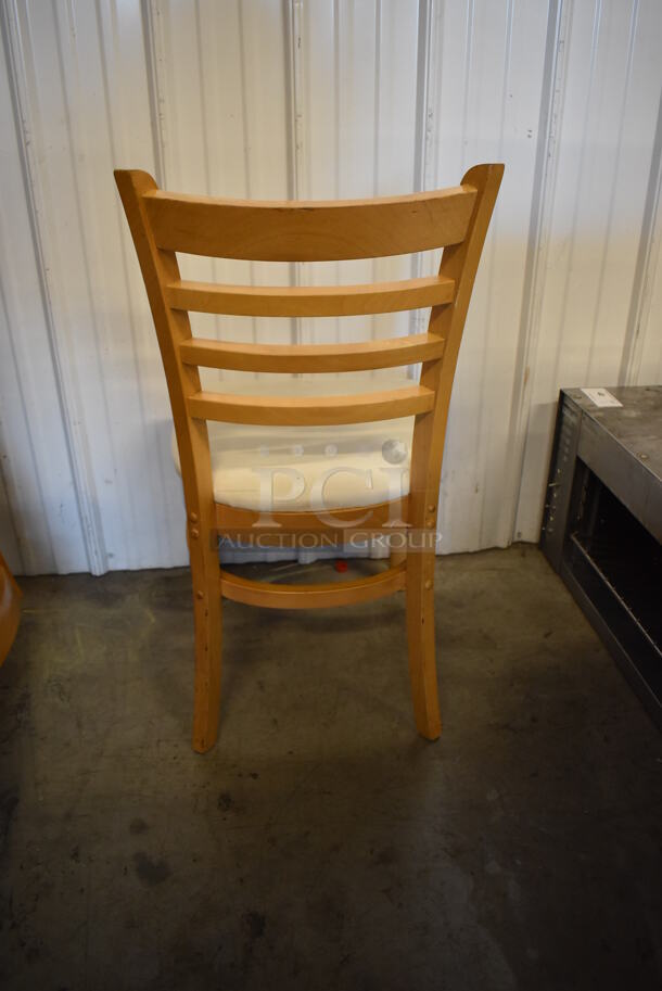 8 Wooden Dining Height Chairs w/ Tan Seat Cushion. Stock Picture - Cosmetic Condition May Vary. 17x20x34. 8 Times Your Bid! - Image 4 of 5