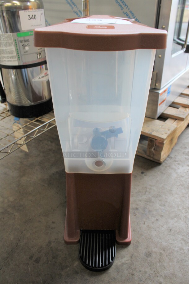 Clear and Brown Poly Beverage Holder Dispenser w/ Drip Tray. 8x16.5x12