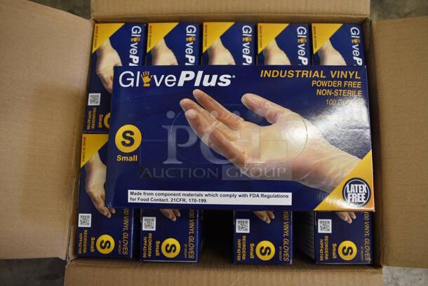 10 BRAND NEW BOXES of Give Plus Industrial Vinyl Powder Free Non Sterile Small Gloves. 10 Times Your Bid! - Image 1 of 4
