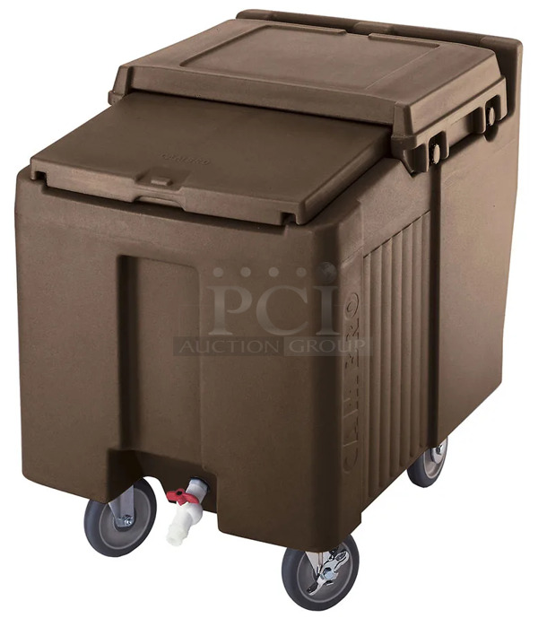 BRAND NEW IN BOX! Cambro Model ICS125L131 Brown Poly Insulated Portable Ice Bin on Commercial Casters. 23x33x29