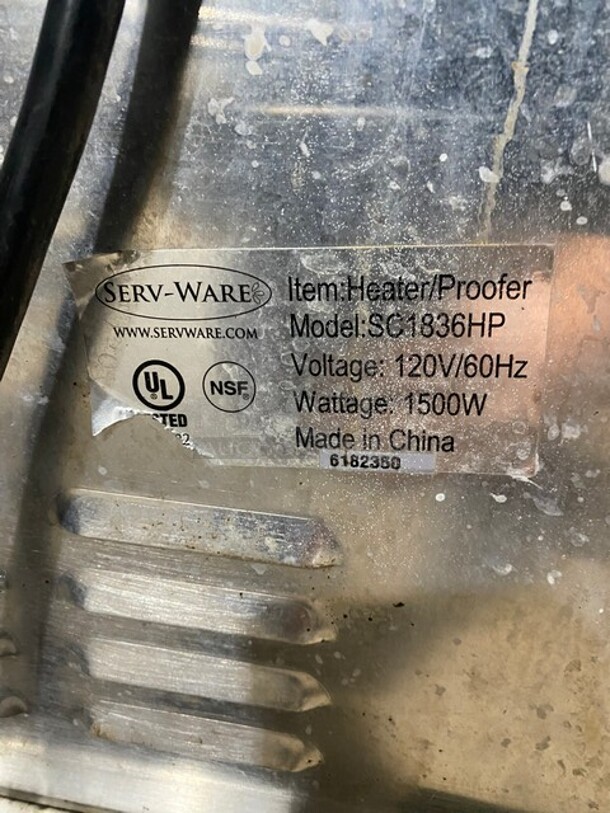 Servware Commercial Single Door Food Warmer/Proofer! On Commercial Casters! Working When Removed! MODEL SC1836HP 120V - Image 9 of 9