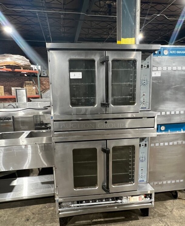(x2) Sunfire Commercial Natural Gas Powered Double Deck Convection Oven! With View Through Doors! Metal Oven Racks! All Stainless Steel! 2x Your Bid Makes One Unit! MODEL 8061 SN:9901CJ0346 115V 1PH