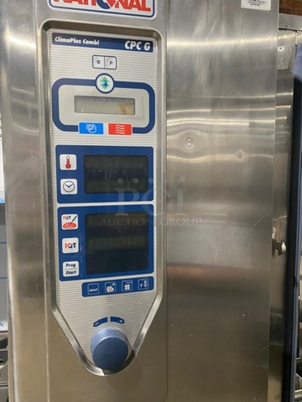 BEAUTIFUL! Rational Commercial Natural Gas Powered Combi Convection Oven! With View Through Door! With Digital Touch Controls! With Open Storage Space Underneath! All Stainless Steel! On Legs! Model: CPC102G SN: G12CB00011020524 - Image 7 of 10