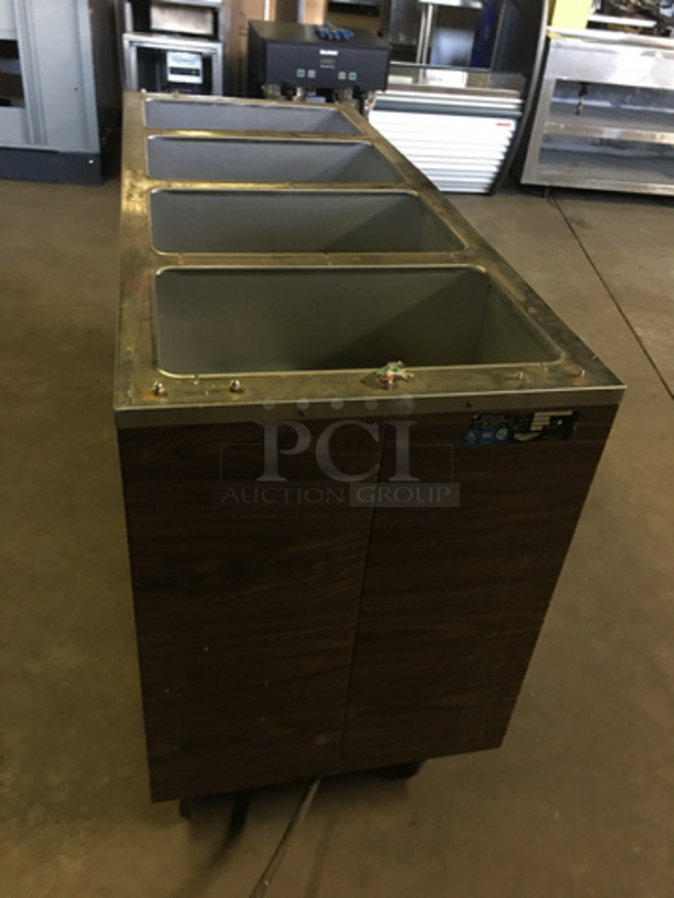 Vollrath Commercial Electric Powered 4 Bay Steam Table! Wooden Pattern With Stainless Steel Top! On Casters! - Image 4 of 9
