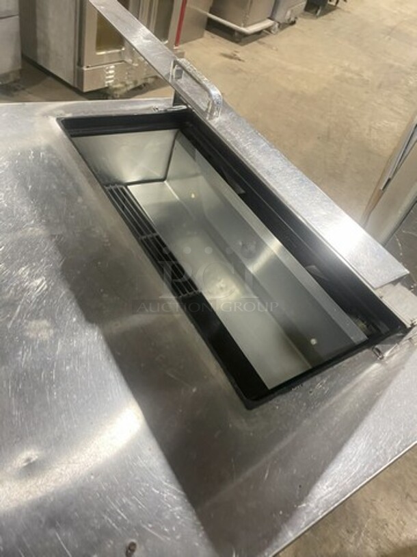 True All Stainless Steel Refrigerated Bain Marie/Sandwich Prep Table! With 2 Door Storage Underneath! Model TSSU36-08 Serial 8815688! 115V 1 Phase! On Casters!  - Image 8 of 9
