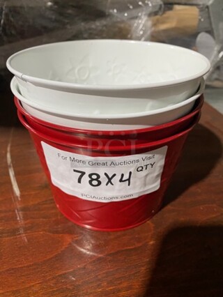 Edible Arrangements Round Metal Multi-Purpose Containers! Good For Decor/ Arrangements! 4x Your Bid!