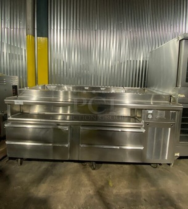 Commercial Refrigerated Pizza Prep Table! With 4 Drawers Storage Space! All Stainless Steel! On Casters! - Image 1 of 11