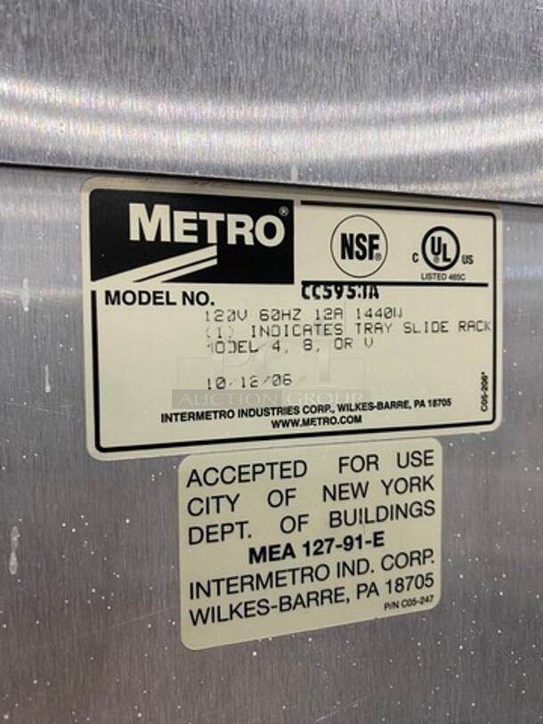 Metro Commercial Heated Holding Cabinet/ Food Warmer! All Stainless Steel! On Casters! Model: CC5953A 120V - Image 5 of 8